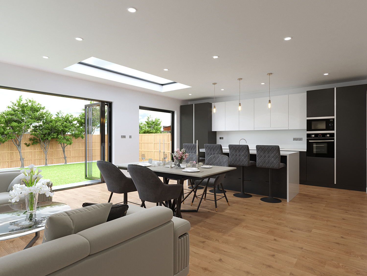 Light-filled open-plan Macrane kitchen and living space