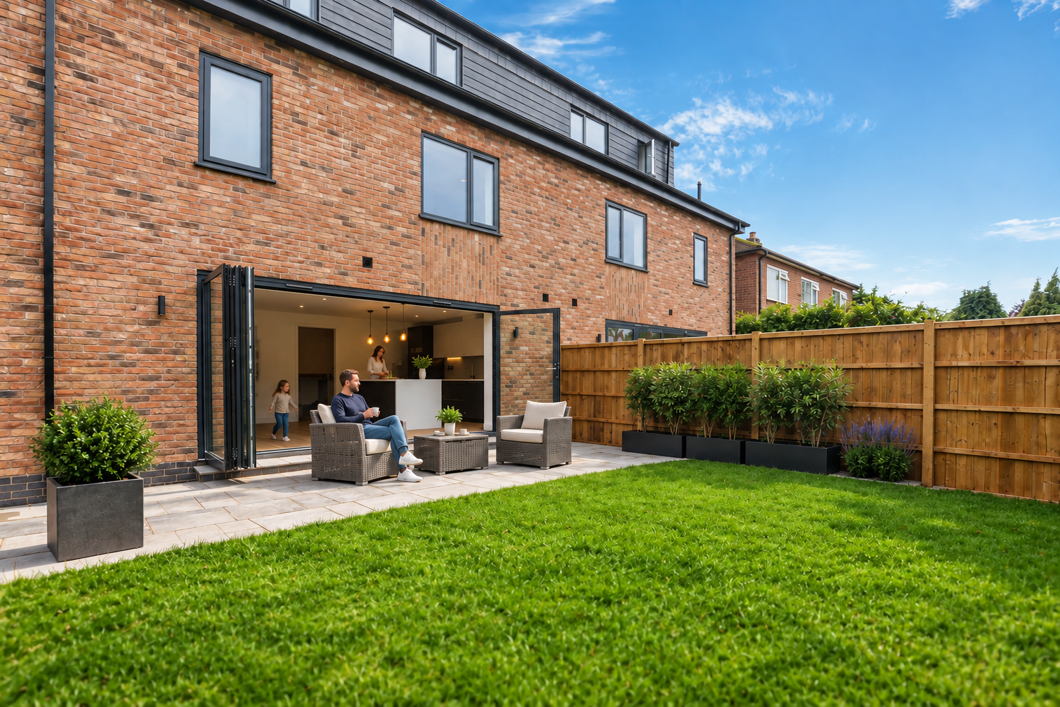 Completed rear exterior and garden at Outwood Road